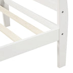 Lit plateforme double en bois, style traîneau, avec tête et pied de lit, blanc/chêne/expresso - Usage unique