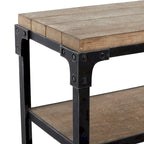 Console marron industrielle en bois massif et métal à 3 étagères - Usage unique