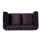 Causeuse chesterfield en polyester noir mûre/bleu marine/émeraude/beige/gris foncé avec garniture cloutée – 2 places