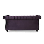 Causeuse chesterfield en polyester noir mûre/bleu marine/émeraude/beige/gris foncé avec garniture cloutée – 2 places