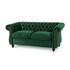 Causeuse chesterfield en polyester noir mûre/bleu marine/émeraude/beige/gris foncé avec garniture cloutée – 2 places