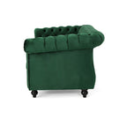 Causeuse chesterfield en polyester noir mûre/bleu marine/émeraude/beige/gris foncé avec garniture cloutée – 2 places