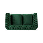 Causeuse chesterfield en polyester noir mûre/bleu marine/émeraude/beige/gris foncé avec garniture cloutée – 2 places