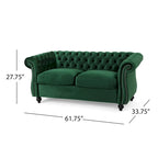 Causeuse chesterfield en polyester noir mûre/bleu marine/émeraude/beige/gris foncé avec garniture cloutée – 2 places