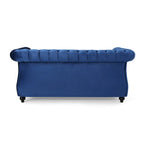 Causeuse chesterfield en polyester noir mûre/bleu marine/émeraude/beige/gris foncé avec garniture cloutée – 2 places