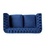 Causeuse chesterfield en polyester noir mûre/bleu marine/émeraude/beige/gris foncé avec garniture cloutée – 2 places