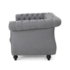 Causeuse chesterfield en polyester noir mûre/bleu marine/émeraude/beige/gris foncé avec garniture cloutée – 2 places