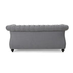 Causeuse chesterfield en polyester noir mûre/bleu marine/émeraude/beige/gris foncé avec garniture cloutée – 2 places