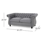 Causeuse chesterfield en polyester noir mûre/bleu marine/émeraude/beige/gris foncé avec garniture cloutée – 2 places