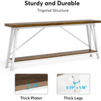 Table console rustique industrielle avec étagères à 2 niveaux et pieds en métal, marron/gris/doré/marron clair et blanc/marron clair et noir/gris clair et blanc - Usage unique