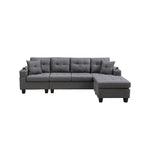 Canapé sectionnel en tissu polyester gris/noir avec méridienne interchangeable et porte-gobelets - 3 places et plus