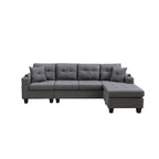 Canapé sectionnel en tissu polyester gris/noir avec méridienne interchangeable et porte-gobelets - 3 places et plus