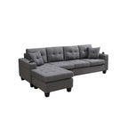 Canapé sectionnel en tissu polyester gris/noir avec méridienne interchangeable et porte-gobelets - 3 places et plus