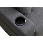 Canapé sectionnel en tissu polyester gris/noir avec méridienne interchangeable et porte-gobelets - 3 places et plus