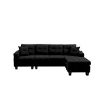 Canapé sectionnel en tissu polyester gris/noir avec méridienne interchangeable et porte-gobelets - 3 places et plus