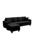 Canapé sectionnel en tissu polyester gris/noir avec méridienne interchangeable et porte-gobelets - 3 places et plus