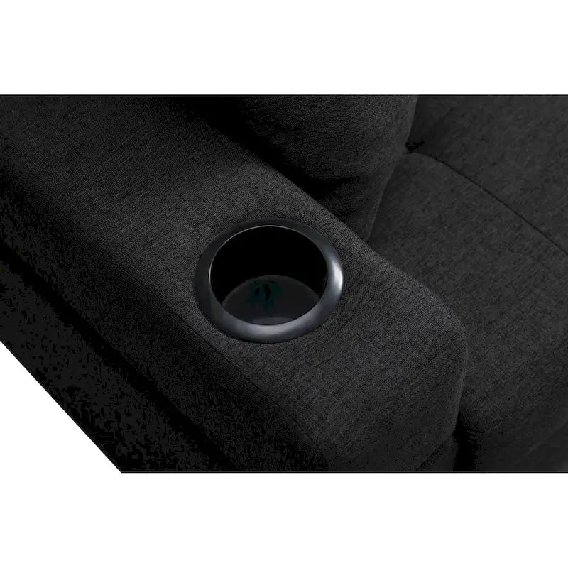 Canapé sectionnel en tissu polyester gris/noir avec méridienne interchangeable et porte-gobelets - 3 places et plus