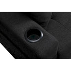 Canapé sectionnel en tissu polyester gris/noir avec méridienne interchangeable et porte-gobelets - 3 places et plus
