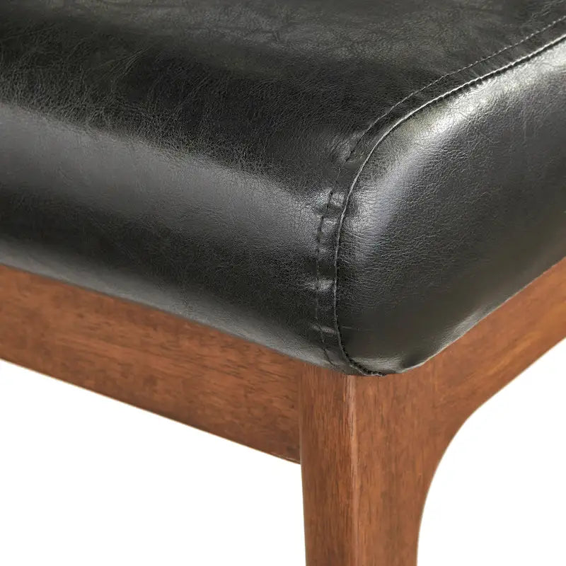 Canapé moderne du milieu du siècle en similicuir brun camel/noir avec accoudoirs inclinés et pieds en noyer – 3 places