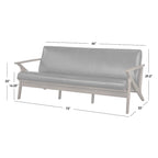 Canapé moderne du milieu du siècle en similicuir brun camel/noir avec accoudoirs inclinés et pieds en noyer – 3 places