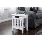 Table d'appoint en bois massif de style Mission Noyer/Espresso/Blanc/Gris avec station de recharge USB - Usage unique