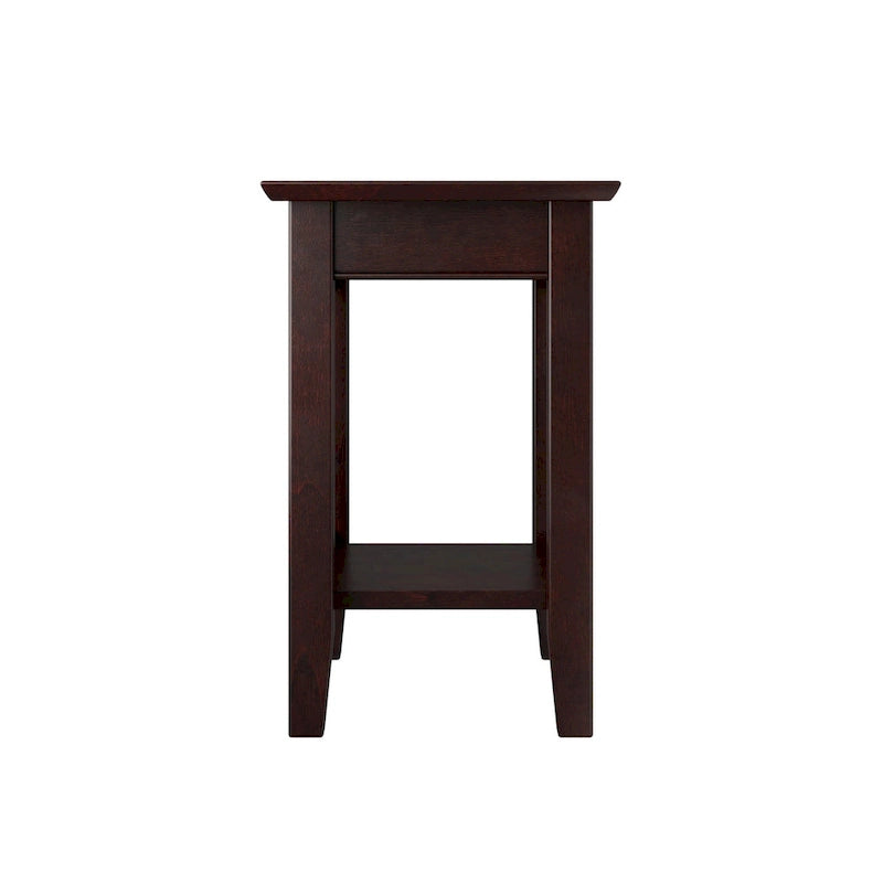 Table d'appoint en bois massif de style Mission Noyer/Espresso/Blanc/Gris avec station de recharge USB - Usage unique