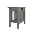 Table d'appoint en bois massif de style Mission Noyer/Espresso/Blanc/Gris avec station de recharge USB - Usage unique