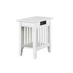 Table d'appoint en bois massif de style Mission Noyer/Espresso/Blanc/Gris avec station de recharge USB - Usage unique