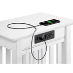 Table d'appoint en bois massif de style Mission Noyer/Espresso/Blanc/Gris avec station de recharge USB - Usage unique