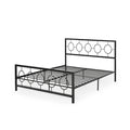 Lit plateforme en fer moderne noir/blanc - Convient pour 2 personnes