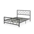 Lit plateforme en fer moderne noir/blanc - Convient pour 2 personnes