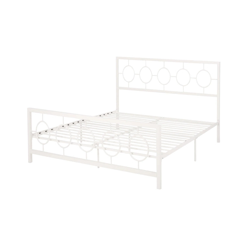 Lit plateforme en fer moderne noir/blanc - Convient pour 2 personnes