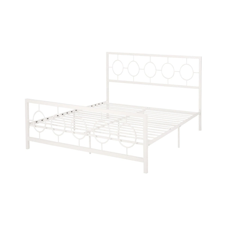 Lit plateforme en fer moderne noir/blanc - Convient pour 2 personnes