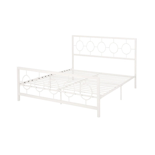 Lit plateforme en fer moderne noir/blanc - Convient pour 2 personnes
