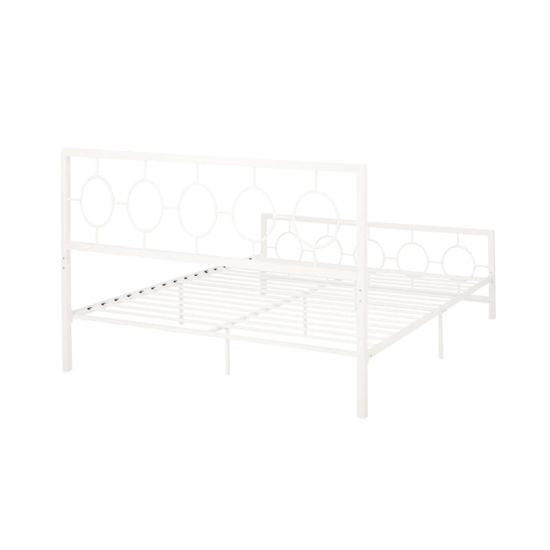 Lit plateforme en fer moderne noir/blanc - Convient pour 2 personnes