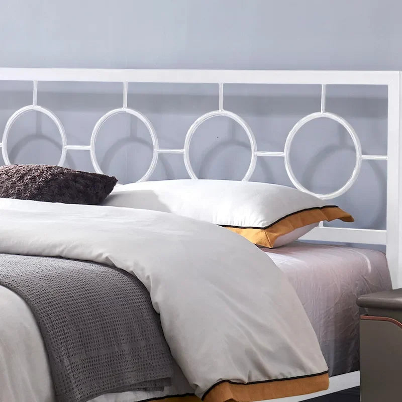 Lit plateforme en fer moderne noir/blanc - Convient pour 2 personnes