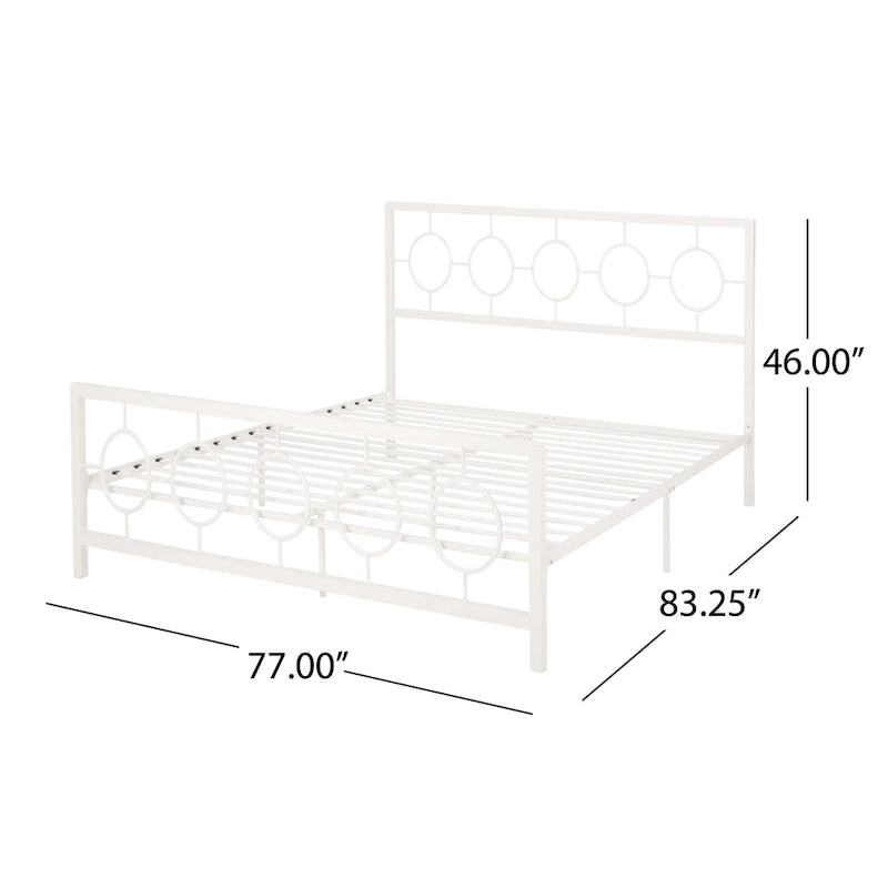 Lit plateforme en fer moderne noir/blanc - Convient pour 2 personnes