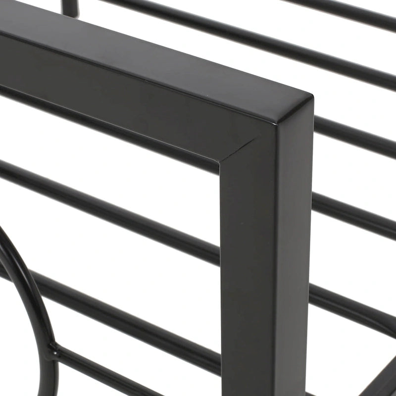 Lit plateforme en fer moderne noir/blanc - Convient pour 2 personnes