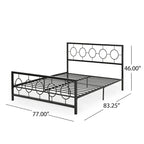Lit plateforme en fer moderne noir/blanc - Convient pour 2 personnes