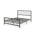Lit plateforme en fer moderne noir/blanc - Convient pour 2 personnes
