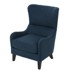 Fauteuil club contemporain en tissu avec pieds en bouleau, couleur bleu marine/charbon – Usage unique