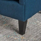 Fauteuil club contemporain en tissu avec pieds en bouleau, couleur bleu marine/charbon – Usage unique