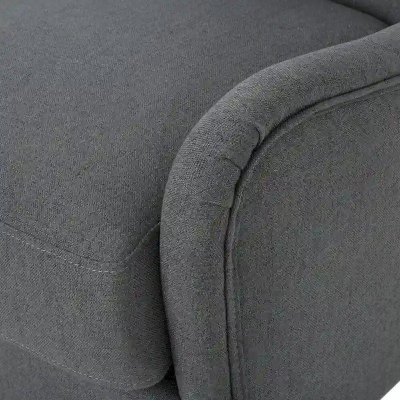 Fauteuil club contemporain en tissu avec pieds en bouleau, couleur bleu marine/charbon – Usage unique