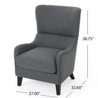 Fauteuil club contemporain en tissu avec pieds en bouleau, couleur bleu marine/charbon – Usage unique