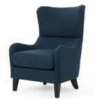 Fauteuil club contemporain en tissu avec pieds en bouleau, couleur bleu marine/charbon – Usage unique