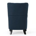 Fauteuil club contemporain en tissu avec pieds en bouleau, couleur bleu marine/charbon – Usage unique