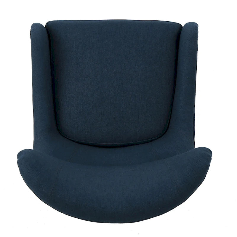 Fauteuil club contemporain en tissu avec pieds en bouleau, couleur bleu marine/charbon – Usage unique