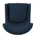 Fauteuil club contemporain en tissu avec pieds en bouleau, couleur bleu marine/charbon – Usage unique