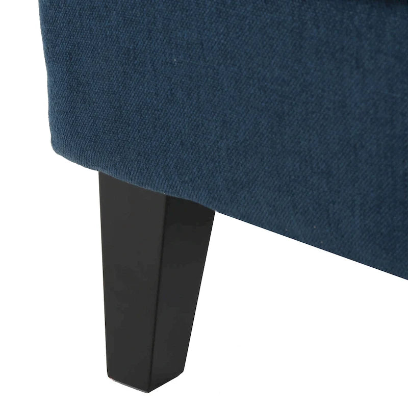 Fauteuil club contemporain en tissu avec pieds en bouleau, couleur bleu marine/charbon – Usage unique