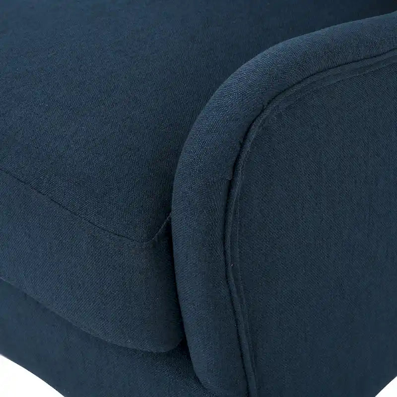 Fauteuil club contemporain en tissu avec pieds en bouleau, couleur bleu marine/charbon – Usage unique